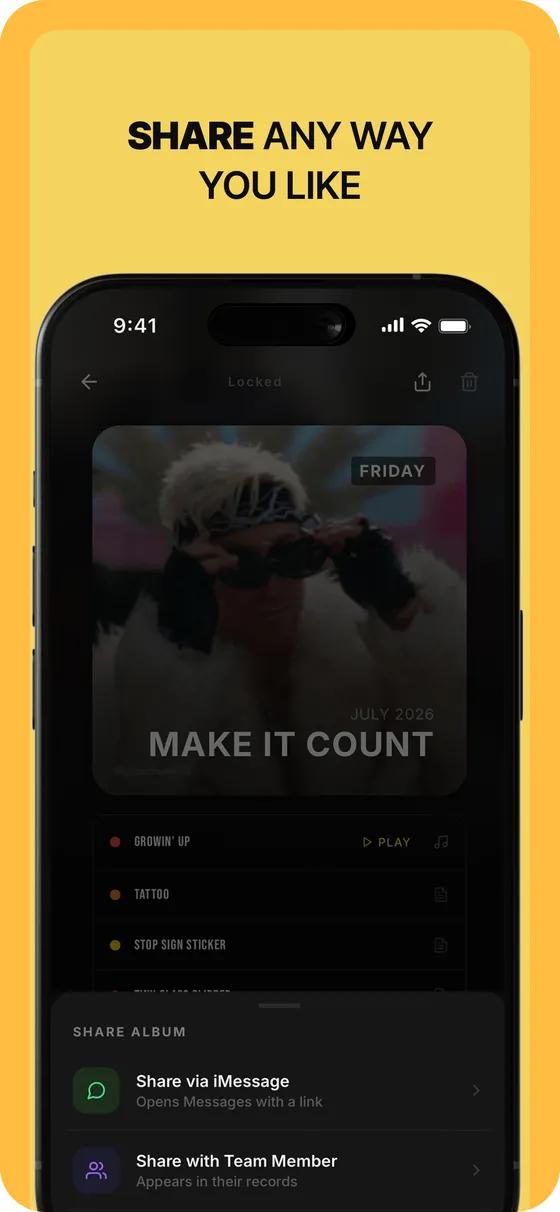 HYBRED App Store screenshot: sharing