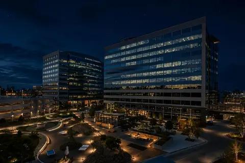 Office buildings in Los Angeles at night