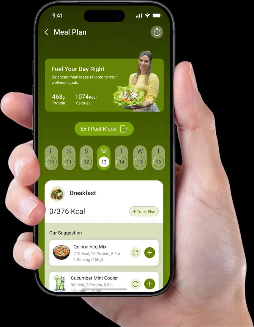 Avodo meal plan in Past Mode